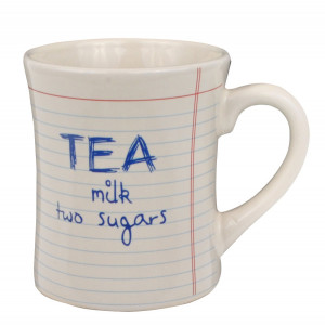 Notebook Style Tea Milk Two Sugars Ceramic Cup Mug