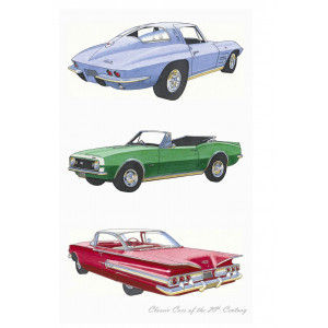 Classic Chevrolet Cars of the 20th Century 100% Cotton Kitchen Tea Towel