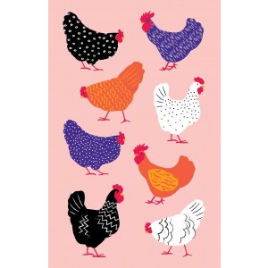Colourful and Bright Hens 100% Cotton Kitchen Tea Towel
