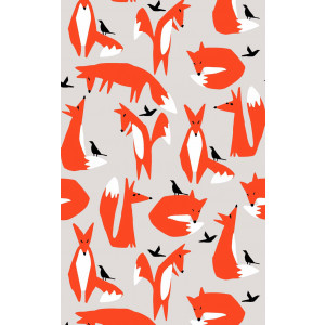 Foxes and Black Birds 100% Cotton Kitchen Tea Towel