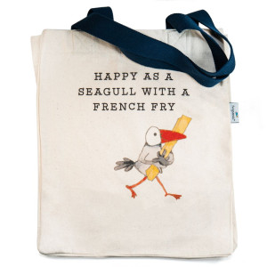 Happy as a Seagull With a French Fry 100% Unbleached Cotton Tote Shopping Bag