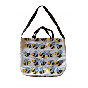 Cotton Drill Shopper Tote Carry Bag Bumble Bees