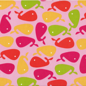 Whales on Pink Urban Zoologie Quilt Fabric  