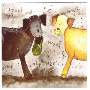 Woof Woof Labrador Shoe Thief Dogs Greeting Card
