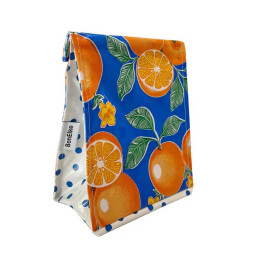 Mexican Oil Cloth Lunch Bag - Blue Orange