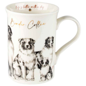 Border Collie Dogs Muddy Paws New Bone China Tea Coffee Mug