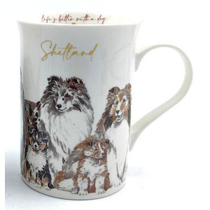 Shetland Dogs Muddy Paws New Bone China Tea Coffee Mug