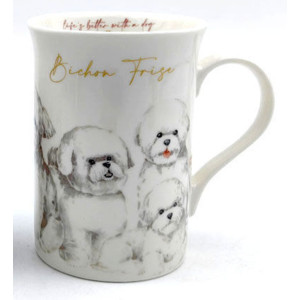 Bichon Frise Dogs Muddy Paws New Bone China Tea Coffee Mug
