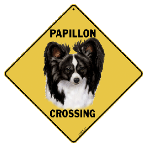 Papillon Dog Crossing Road Sign 