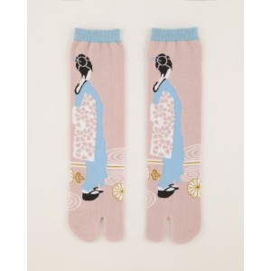 Japanese Maiko Geisha Girl Pink Unisex Split Toe Tabi Socks 