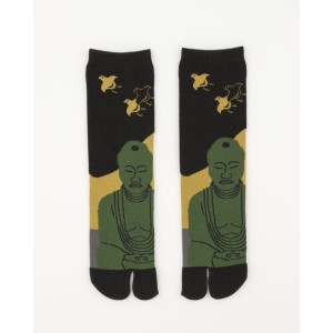 Japanese Great Buddha Daibutsu Dark Design Unisex Split Toe Tabi Socks 