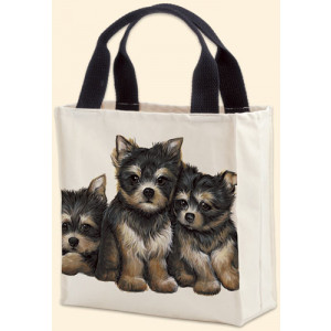 Canvas Tote Carry Shopper Bag Yorkshire Terrier Puppies Dogs