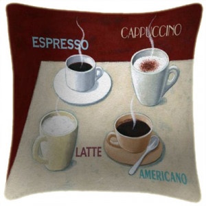 Coffee Espresso Art Print Retro Cushion Martin Wiscombe 