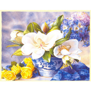 Magnolia Flowers Greeting Card by Mary Kay Krell