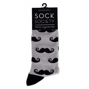Moustache on Grey Design Mens Novelty Socks 