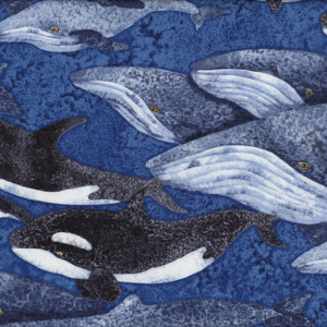 Whales Blue Ocean Quilt Fabric