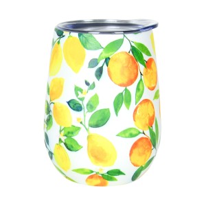 Double Walled Stainless Steel Amalfi Citrus Wine Tumbler with Lid Annabel Trends