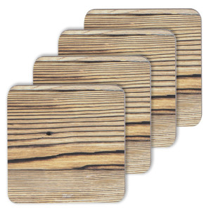 Timber Look Hardboard Cork Backed Coasters Set of 4