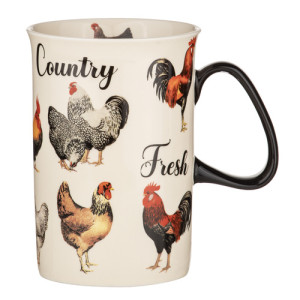 Chickens Roosters Country Heartland New Bone China Tea Coffee Can Mug 