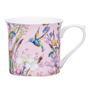 Birds and Blooms on Peach Fine Bone China Tea Coffee Mug