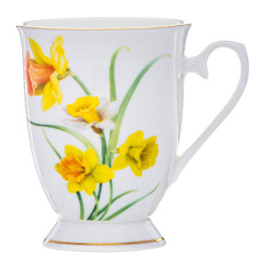Botanical Symphony Daffodil Fine Bone China Footed Tea Coffee Mug