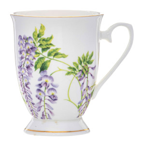 Botanical Symphony Wisteria Fine Bone China Footed Tea Coffee Mug