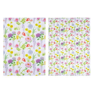 Botanical Symphony Flowers Floral 100% Cotton Pack of 2 Tea Towels