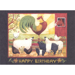 Rooster Sheep Pigs Horse Greeting Card by Teresa Kogut