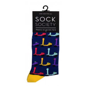 Colourful Scooters on Navy Blue Design Unisex Novelty Socks 