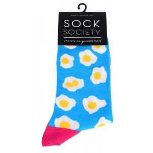Fried Eggs on Blue Design Womens Novelty Socks 