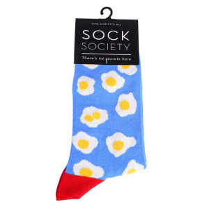Fried Eggs on Periwinkle Design Womens Novelty Socks 