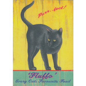 Black Cat Fluffo Greeting Card by Martin Wiscombe