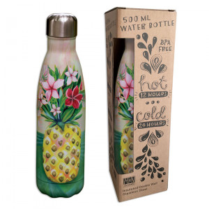 Pineapple Flowers Water Bottle Insulated Double Wall Stainless Steel 