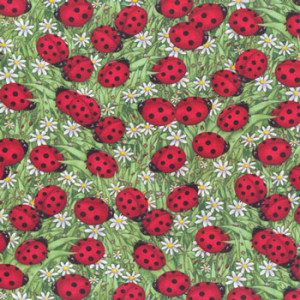 Ladybirds Ladybugs & Daisies Quilt Fabric