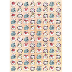 Kitchen Tea Towel 100% Cotton Teacups Design By Alex Clark 