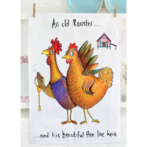 An Old Rooster Fun Humorous 100% Cotton Drill Kitchen Tea Towel