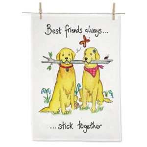Best Friends Always Stick Together Fun Humorous 100% Cotton Drill Kitchen Tea Towel