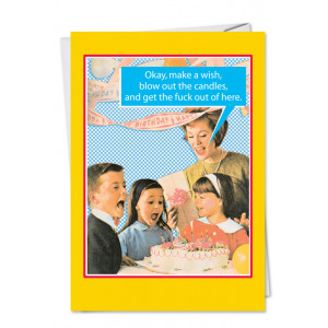 Okay Make a Wish Blow Out the Candles Birthday Retro Card  