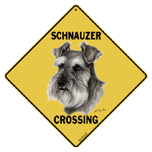 Schnauzer Dog Crossing Road Sign