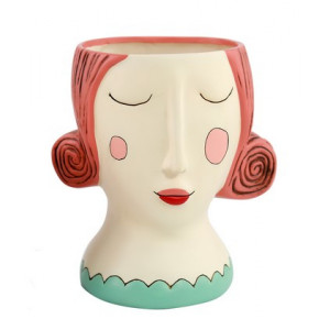 Red Rose Lady Resin Indoor Pot Planter