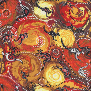 Australian Aboriginal Dilkara Storm Quilting Fabric