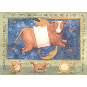 Cow Jumped Over The Moon Greeting Card by Teresa Kogut