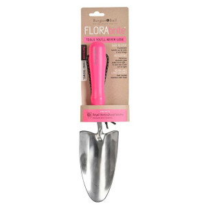 Garden Hand Trowel with Pink Fluorescent Hardwood Handle by Burgon and Ball