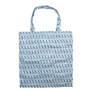 Penguins on Blue Foldable Reusable Shopping Bag