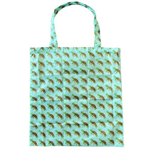 Turtles on Green Foldable Reusable Shopping Bag