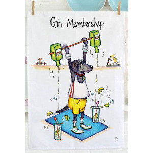 Gin Membership Fun Humorous 100% Cotton Drill Kitchen Tea Towel