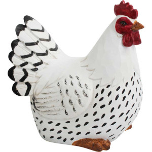 Hen Chicken Sitting White Resin Decorative Ornament