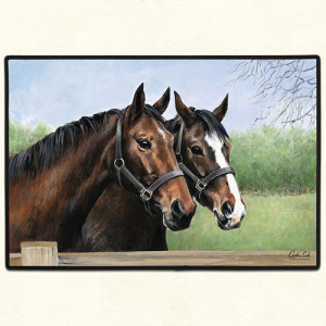 Two Horses Non-Slip Rubber Backed Doormat
