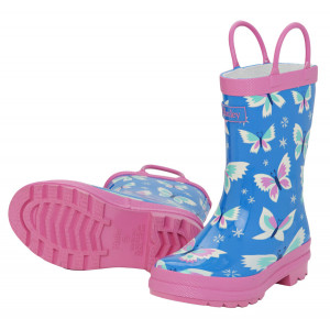 Icy Butterflies on Blue Design Pull On Kids Rainboots Gumboots By Hatley