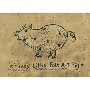 Funny Little Folk Art Pig 5 x 7 Print